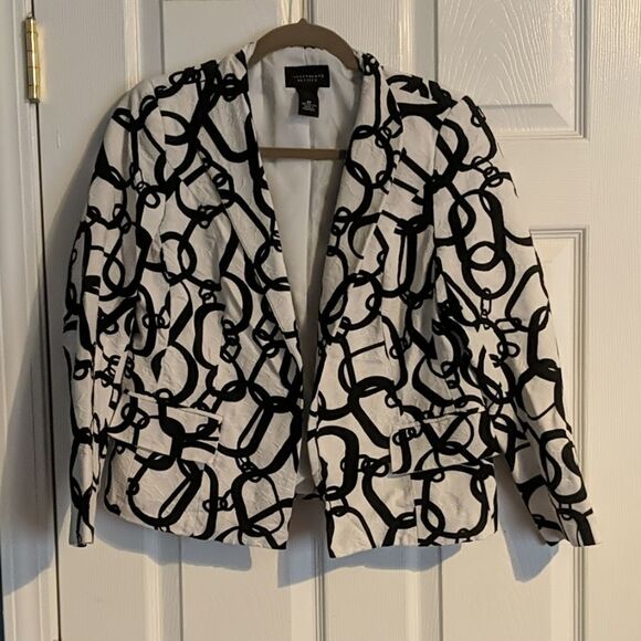 Investments Jackets & Blazers - Investments Petites black white jacket  blazer